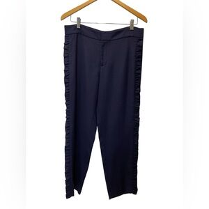 Club Monaco Navy Ruffle-Trim Pants size 8